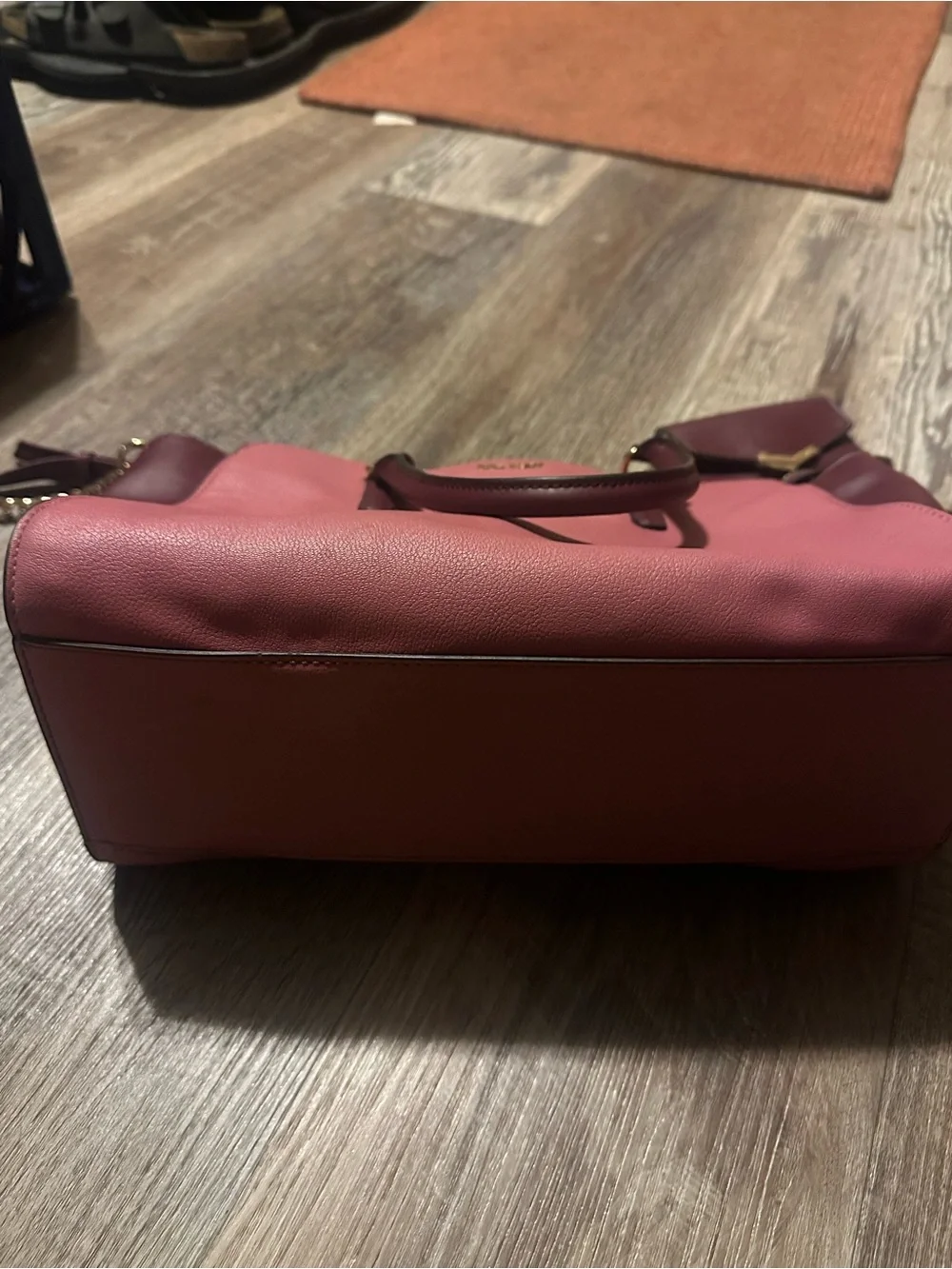 Nine West Pink and Burgundy Satchel with Detachable Crossbody Strap